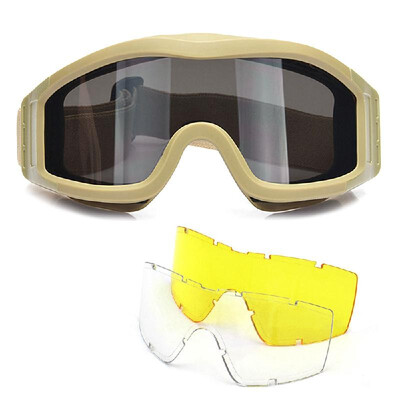 

Outdoor Military Goggles UV400 Protective Goggles Dustproof Cycling Training CS Gaming Goggles Eyewear with 2 Interchageable Lens