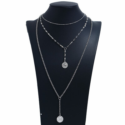 

Multilayer Crystal Cross Necklace Ladies Retro Shell Choker Necklace Round Pendant Necklaces For Women Party Jewelry Accessories
