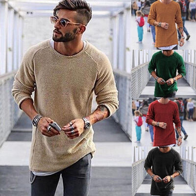 

Men Casual T Shirt Cotton Long Sleeve O-Neck Silm Fit T-shirt Mens Fashion 5 Colors -XL