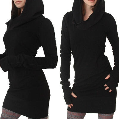 

Women Hooded Hoody Sweatshirt Ladies Bodycon Hoodies Pullover Tunic Jumper Dress