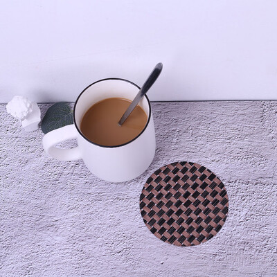 

Toponeto Minimalism Round Cup Mat Compatible Crossweave Insulation Washable Table Mat