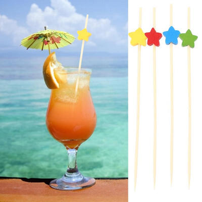 

Greensen 100Pcs 12cm Disposable Bamboo Toothpicks Cocktail Sticks Party Supplies with Multicolor Star