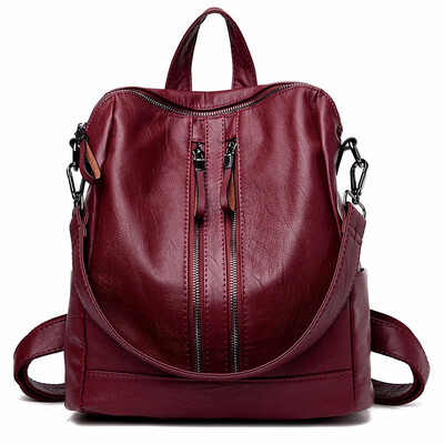 

Fashion Women Pu Leather Backpack for Teenage Girl Multifunctional Backpacks Shoulder Bag Ladies Bagpack Black Back Pack Female