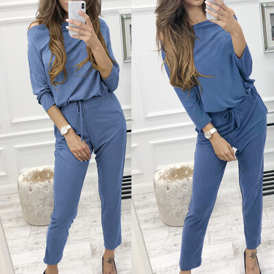 

Roseonmyhand Womens Long Sleeve Solid Color Shirt Top Pants Set