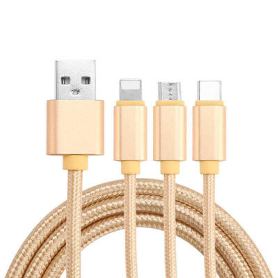 

3 In 1 Micro USB Data Cable Portable Solid Color Fast Charging Line For Mobile Phones