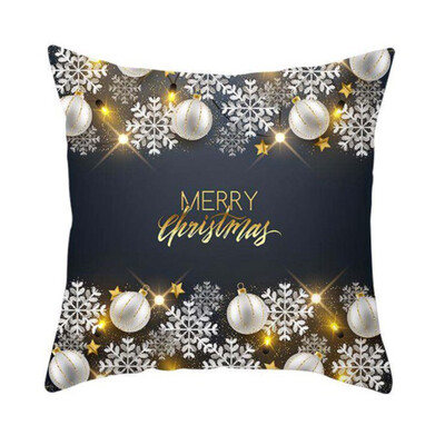 

2020 Xmas Pillow Case Christmas Snowflake Elk Printed Sofa Cushion Cover 18X18&quot