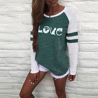 

Fashion New Round Neck Striped Long-sleeved T-shirt Letter Printing Stitching Loose Shirt Purple 2XL