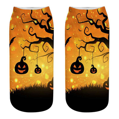 

New Funny Happy Halloween Socks 3D Printed Woman Socks Pumpkin Lantern Pattern Short Socks Party Supplies Harajuku Ankle Socks