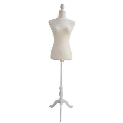 

White Realistic Female Mannequin Torso Dress Form Display W White Tripod Stand