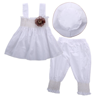 

Toddler Baby Kids Girls Tops DressPantsHat 3pcs Wedding Party Suits Outfits