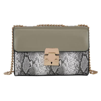 

Women Snakeskin Shoulder Handbags Clutch Leather Chain Crossbody Square Bag