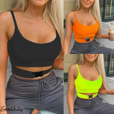 

Women Ladies Front Buckle Bralette Bralet Bra Bustier Crop Top Bodycon Tank Top