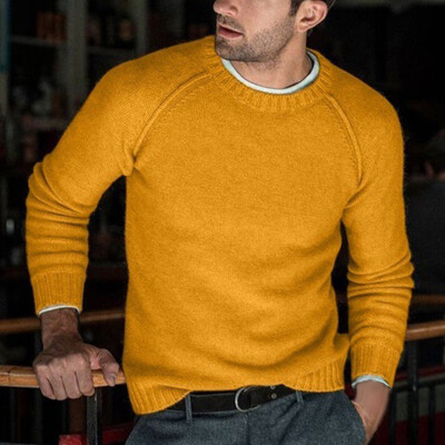 

Men Winter Warm Knitted Long Sleeve Outwear Tops Plus Size Crew Neck Sweatshirts