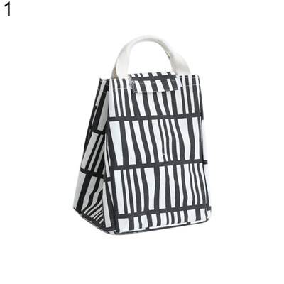 

Portable Geometric Linen Lunch Bag Picnic Thermal Insulated Storage Pouch Gift