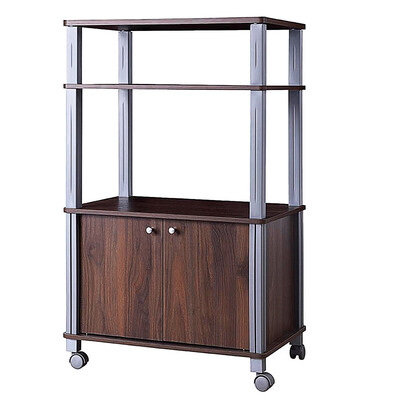 

Bakers Rack Microwave Stand Rolling Storage Cart-Walnut