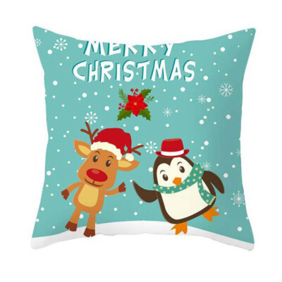 

Christmas Peach Skin Pillowcase Green Cartoon Sofa Pillowcase Xmas Home Decor