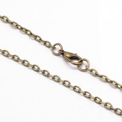 

Vintage Iron Cable Chain Necklace Making for Pocket Watches Design with Lobster Clasps Antique Bronze 315" 3mm