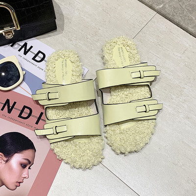 

Summer Korean Fashion Belt Button Flat Bottom Trickle Slippers