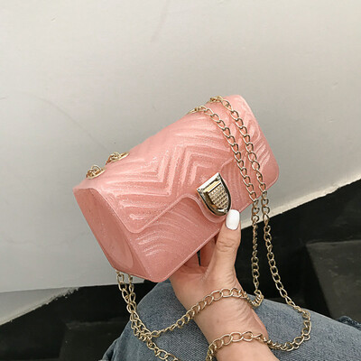 

Transparent Summer Crossbody Bag 2019 New Womens Shoulder Bag Fashion Korean Chains Lady Jelly Handbag PVC Female Messenger Bag