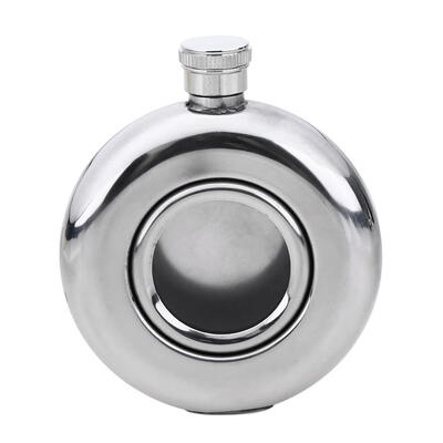 

Round Semi-transparent Stainless Steel Wine Pot Hip Flask Camping Flagons