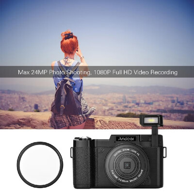 

Andoer R1 1080P 15fps Full HD 24MP Digital Camera Cam Camcorder 30" Rotatable LCD Screen Anti-shake 4X Digital Zoom Retractable F