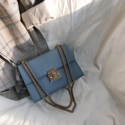 

Ins simple texture lock small square bag women 2019 new Korean version of Joker girl chain shoulder Messenger bag