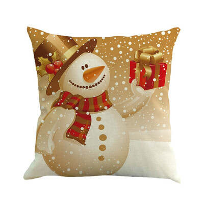 

Christmas Festival Cushion Cover Santa Snowman Printing Pillowcase Sofa Bed Home Decorative Pillow Cover Throw Cushion Cover