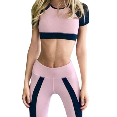 

2019 Fashion Women Color matching Breathable Quick drying Yoga clothing Fitness wear Set