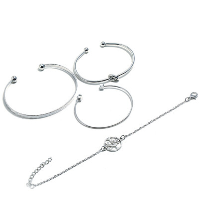 

4 Pcsset Forefront Of Women Knot Hollow Out Tree Cube Open Jewelry Bracelet Parts Accessories Gift