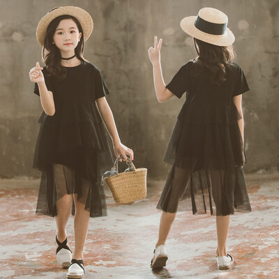 

Teen Kids Baby Girls Short Sleeve Grenadine Joint Tiered Princess Layered Dress