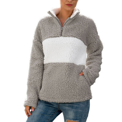 

Womens Sherpa Loose Hoodies Zip Winter Slouchy Warm Fleece Sweatshirts Outwears