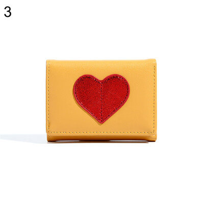

Love Heart Tri-fold Purse Card Cash Holder Womens Faux Leather Short Wallet