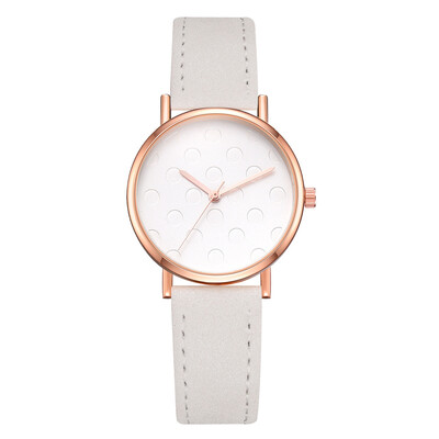 

Korean version of the simple casual alloy watch wish new best selling dot PU leather ladies quartz watch