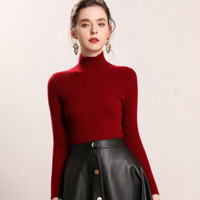 

QIANMUCHUN Womens Cashmere Bottoming Shirt Fashion woolen sweater 5874