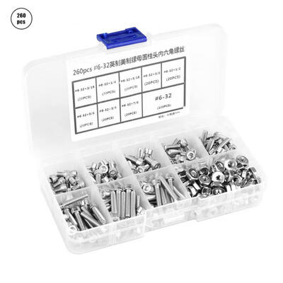

Greensen 260pcsset 6-32 Stainless Steel Hex Socket Cap Head Screws&Nuts Assortment