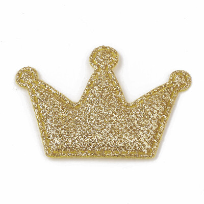 

Glitter PU Patches with Non Woven Fabric Back&Sponge Inside Crown Goldenrod 38x5558x25mm