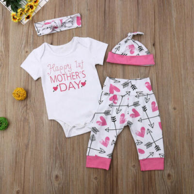 

1st Mothers Day Newborn Baby Girl Outfits Clothes Set RomperPants Leggings