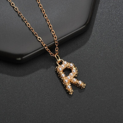 

New Alloy Necklace Creative Design Simple Female Letters Pearl Pendant Necklace Jewelry Beautiful Romantic Wedding Party