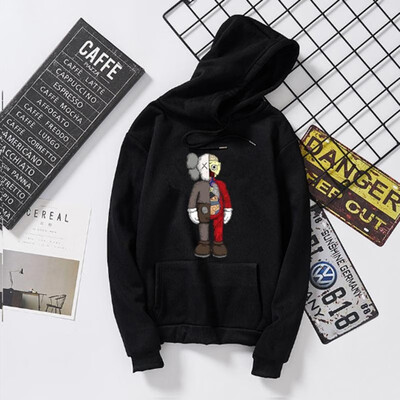 

Ins Hot Tee Hooded Couple Sweatshirt O-Neck Print Full Sleeve Standard Thickness Polyester Loose Couple Top