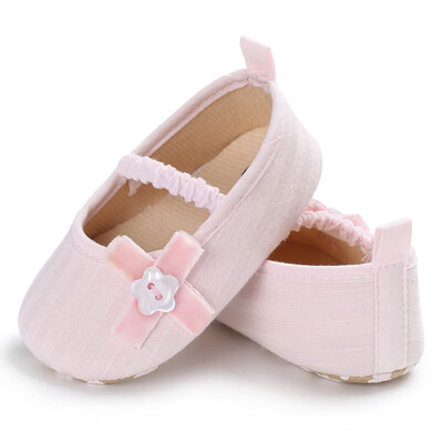 

SpringAutumn Fashion Infant Baby Shoe Cute Girls Shallow Sole Toddler Crib Little Bow Soft Canvas Slip-On Footwear