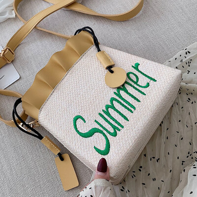 

Summer women 2019 new Korean leisure Joker bucket bag fashion foreign style straw shoulder Messenger bag