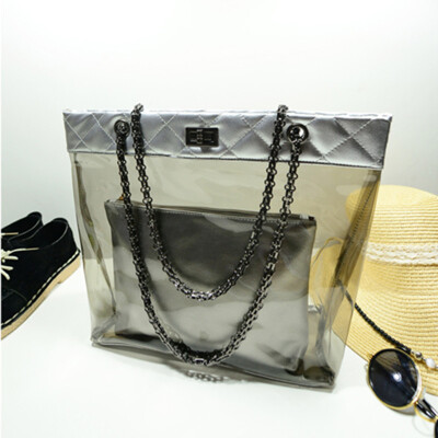 

New summer Korean chain single Shoulder Bag big Handbag fashion picture bags women jelly crystal Transparent Beach bag