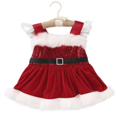 

US Christmas Newborn Baby Girl Princess Sequin Fluffy Party Romper Dress Costume