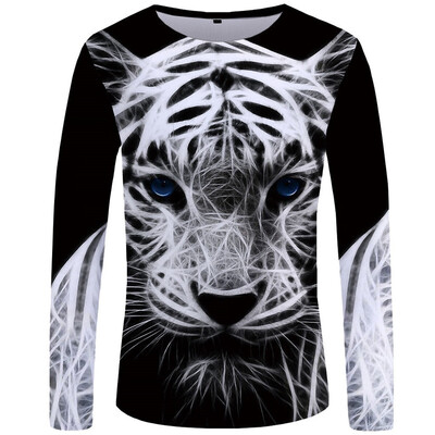 

Toponeto Mens Casual 3D Printed Long Sleeve Round Neck New Style Shirt Blouse Tops