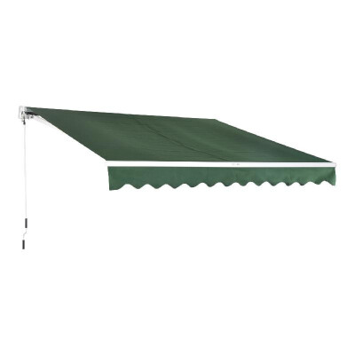 

118" Manual Retractable Patio Sun Shade Awning - Green