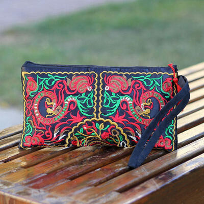 

Flower Embroidered Wallet Purse Handmade Ethnic Flowers Embroidery 2019 Fashion Women Small Handbag Wallet Phone Bag