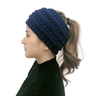 

Tailored Women Fashion Outdoor Solid Splice Hats Crochet Knit Holey Beanie Cap Headband