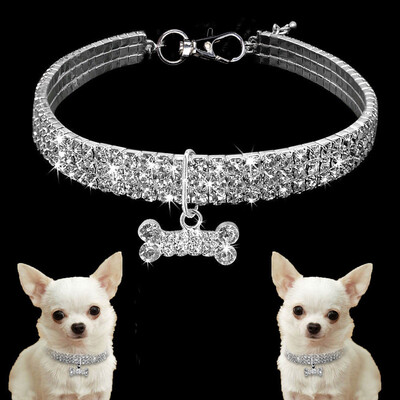 

Siaonvr Cute Mini Pet Dog Bling Rhinestone Chocker Collars Fancy Dog Necklace
