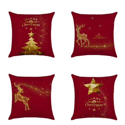 

Tailored 4pc Of Christmas Elk Pillowcase Decorative Sofa Cushion Cover 45x45cm