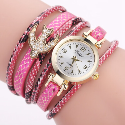 

Korean fashion personality female student quartz watch full diamond jewelry PU winding performance goods wholesale factory direct sales